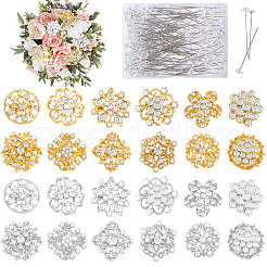 Blumenlegierung Strass Broschennadeln&nbsp;JEWB-GL0001-02