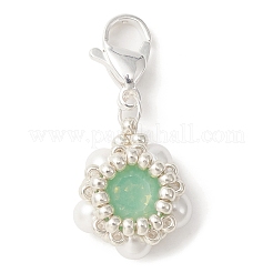 K9 verre strass & coquille perle pendentif décoration&nbsp;HJEW-MZ00027