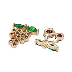 8 Stück 4 Stil echte 18 Karat vergoldete Frucht Thema Messing Micro Pave Zirkonia Anhänger&nbsp;ZIRC-ZZ0001-06G