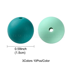 30 pz 3 colori perle di silicone perline di gomma rotonde 15mm perline allentate del distanziatore per forniture fai da te creazione di portachiavi gioielli&nbsp;SIL-FS0001-01E