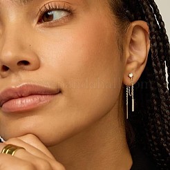 Pendientes colgantes con borla y cadena de circonitas cúbicas transparentes con micropavé de latón en forma de barra&nbsp;FS-WGFCB39-03