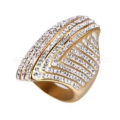 Anelli da donna in acciaio inossidabile 316L con micro pavé di zirconi cubici trasparenti&nbsp;FS-WG06BF3-01