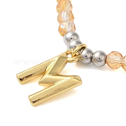 Stretch-Armbänder aus Messing mit Gestellbeschichtung und facettierten Glasperlen&nbsp;BJEW-C075-02G