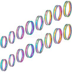 16 Stück 8 Größen 201 Edelstahl geriffelter Fingerring für Frauen&nbsp;RJEW-UN0002-38M