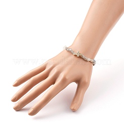 Pépites bracelets de perles extensibles en labradorite naturelle&nbsp;BJEW-JB05805-04