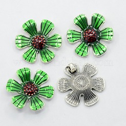 Antik versilbert Legierung Emaille Blumenanhänger&nbsp;LS-ENAM-N021-04