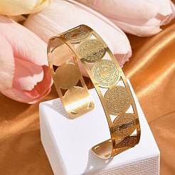 Braccialetti rigidi in acciaio inossidabile 304 con tema religioso per donna&nbsp;BJEW-Q011-01G