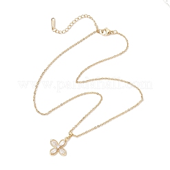 Collar con colgante de circonita cúbica transparente y pavé de latón con flores&nbsp;NJEW-JN05286