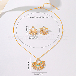 Halsketten-Sets mit Mondanhänger und Ohrsteckern aus Messing mit Mikropavé und klarem Zirkonia für Damen&nbsp;DZ0544