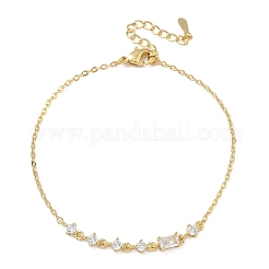 Braccialetti in ottone con micro pavé di zirconi trasparenti&nbsp;BJEW-E114-01C-G