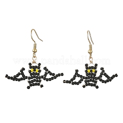 Boucles d'oreilles pendantes en perles de verre pour Halloween&nbsp;EJEW-MZ00769-03