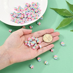 100pcs 2 Arten handgemachte Polymer-Ton-Perlen&nbsp;CLAY-YW0001-97