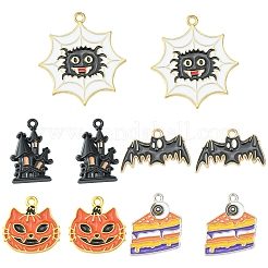 12pcs 6 Stil Halloween Thema Legierung Emaille Anhänger&nbsp;ENAM-FS0001-46