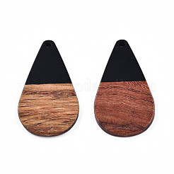 Pendentifs en résine opaque et bois de noyer&nbsp;RESI-N025-030-B