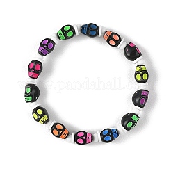 Halloween-Totenkopf-Armbänder aus Acrylperlen&nbsp;BJEW-JB14347-02
