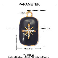 Pendentifs en acier inoxydable 304 avec émail noir et strass en cristal&nbsp;SA-OY003-03G