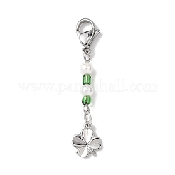 6 colgante decorativo de latón con forma de trébol de 6 colores.&nbsp;HJEW-JM04554