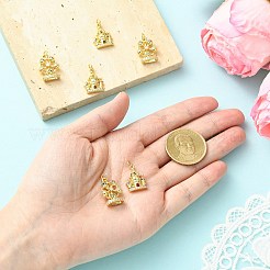 6 pendentif en laiton serti de micro-pavés de zirconiums cubiques&nbsp;KK-CJ0005-74