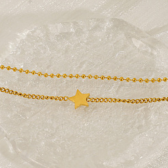 Doppellagige Armbänder aus Edelstahl 304 mit Kugelkette und Panzerkette&nbsp;WG2AC4B-01