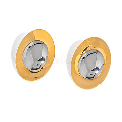 Pendientes ovalados de acero inoxidable de dos tonos de moda&nbsp;NB1890