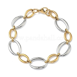 Pulseras de cadena de eslabones ovalados de acero inoxidable 304 de dos tonos para mujer&nbsp;BJEW-F533-02F-G