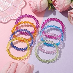 Braccialetti elasticizzati per donna con perline acriliche trasparenti rotonde sfaccettate da 8 pz 8 colori da 7.5 mm&nbsp;BJEW-JB10248-01