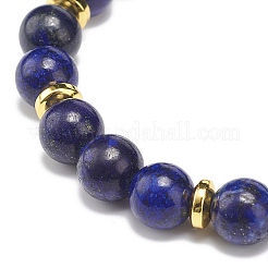 Braccialetto elasticizzato con perline rettangolari in lapislazzuli naturali (tinti).&nbsp;BJEW-JB08982-02