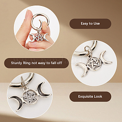 4 pieza de dijes para zapatos de aleación con forma de luna y pentagrama de triple diosa&nbsp;HJEW-CP00023