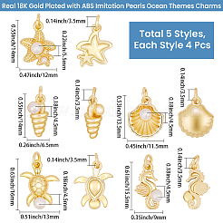 20pcs 5 styles pendentifs en laiton&nbsp;KK-BBC0024-74