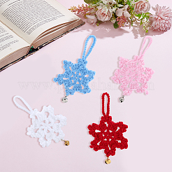 12 pendentif décoratif en forme de flocon de neige en coton de 4 couleurs&nbsp;HJEW-GF0001-70