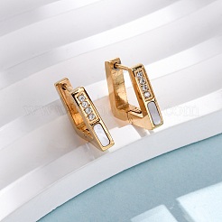 Pendientes de aro trapezoidales de acero inoxidable 304 con circonita cúbica transparente&nbsp;EJEW-D331-17G