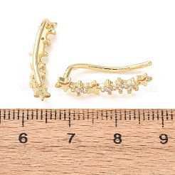 Pendientes trepadores de latón con circonitas cúbicas engastadas&nbsp;KK-CBAA351-14G-01