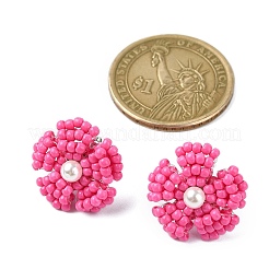 Boucles d'oreilles à tige en perles de verre marguerite&nbsp;EJEW-MZ00334-03