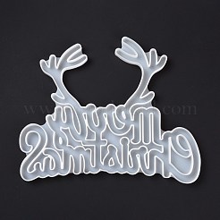 Bois de cerf et mot joyeux noël affichage décoration moules en silicone&nbsp;DIY-K051-09