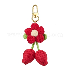 Ornements suspendus en forme de fleur de cerisier en coton crocheté à la main&nbsp;HJEW-JM02667-03