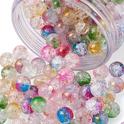 Transparente sprühlackierte Knistern Glasperlen Stränge&nbsp;GLAA-TA0003-09