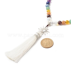 Große hängende buddhistische Halskette mit Sonne und Quaste&nbsp;NJEW-JN03804