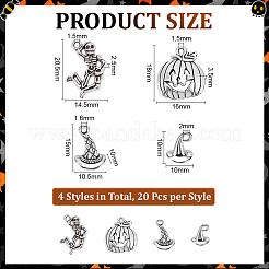 80 pièces 4 styles pendentifs en alliage de zinc de style tibétain&nbsp;TIBEP-ME0001-18