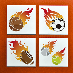 4 stücke 4 arten sport ball pet aushöhlen zeichnung malerei schablonen&nbsp;DIY-MA0004-14