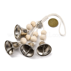Cloche en fer et alliage plat rond avec breloque à motif d'étoile à suspendre&nbsp;HJEW-JM02468