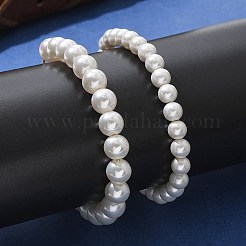 Bracelet coulissant en perles de coquillage avec chaîne serpent en laiton&nbsp;BJEW-B066-01B-02