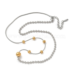 Colliers à chaîne à billes rondes et à chaîne serpent en acier inoxydable 304 pour femmes&nbsp;NJEW-G173-02A-GP