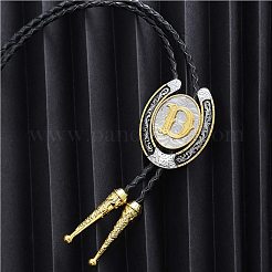 Colliers et pendentifs en alliage de fer à cheval et lettres de style western avec cravate bolo&nbsp;NJEW-WH20014-02D