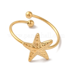 Anelli polsini aperti a forma di stella marina in acciaio inossidabile 304 con placcatura ionica (ip) per donna&nbsp;RJEW-M167-08A-G