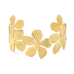 Offene Armreifen aus Edelstahl mit Blumenmotiv für Frauen&nbsp;BJEW-M313-05G