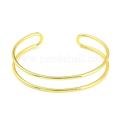 Gestellplattierte Messing-Manschettenarmbänder mit Doppellinien für Damen&nbsp;BJEW-M304-01G