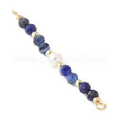 Facettierte runde natürliche Lapislazuli & Kyanit & Kartoffel natürliche Zucht Süßwasser Perle Perlen Verbinder Charms&nbsp;PALLOY-JF03531-02