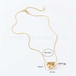 3 collar minimalista de acero inoxidable con forma de corazón pulido irregular para mujer&nbsp;YJ1640