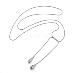 Lasso-Halsketten aus 304er Edelstahl mit Schlangenkette und tropfenförmigen Enden&nbsp;NJEW-D300-02G