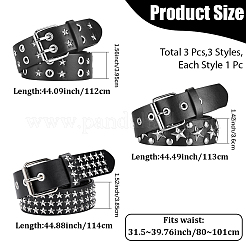3 ceinture en similicuir PU à rivets&nbsp;AJEW-CL0005-94